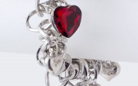 AB1228-Red/Silver-CRYSTAL HEART METAL CHAIN BRACELET