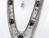 43-ZNCS17725-METAL CHAIN & CRYSTAL NECKLACE SET